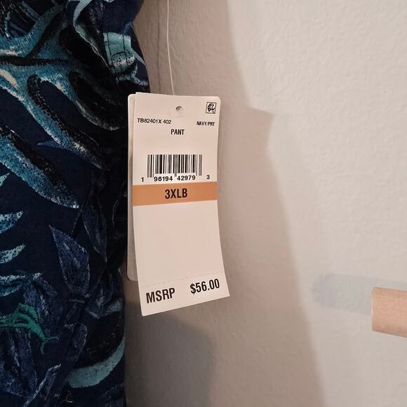 NWT Tommy Bahama 100% Cotton Poplin Blue Monstera Palm Pajama Pants Size 3XLB 3X - Picture 4 of 8